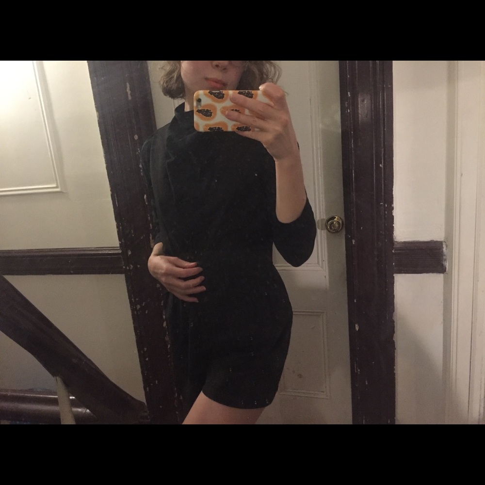Vintage romper, silky sleeveless low-neck